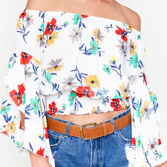 HAYDEN Los Angeles Floral Tropical Crop Top - Picture 1 of 3